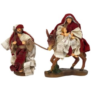 Juego Figura La Huida En Tela Rojo Con Blanco 2Pzas