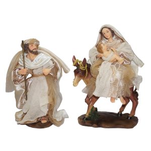 Juego Figura La Huida En Tela Champagne Con Blanco 2Pzas