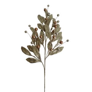 Rama Dorada Escarchada Con Bolas