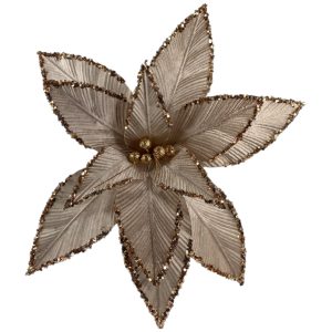 Poinsettia Beige Con Lentejuelas Tamaño Grande