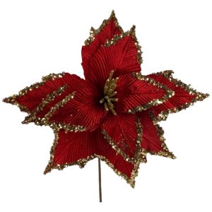 Poinsettia Rojo Lentejuelas Grande