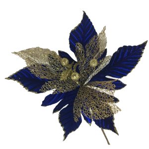 Poinsettia Azul Y Dorado