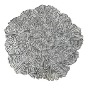 Individual Redondo Plateado Diseño Flor