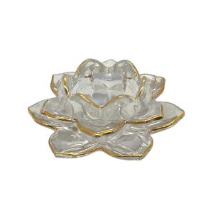 Portavela Diseño Flor De Loto Con Bordes Dorados
