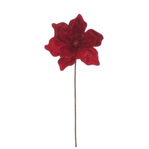 Magnolia Roja Y Dorado Escarchada Tamaño Mediano