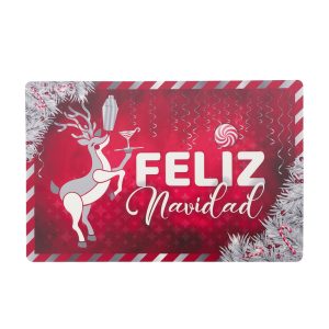 Juego De Individuales Con Posavasos Diseño Renos 8Pzas