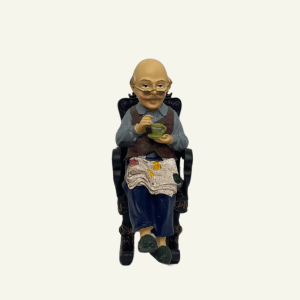 Nonno Tranquillo – Abuelo en Mecedora con Taza y Periódico 11x10x20cm