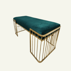 Veluto Dorato – Banqueta de Hierro y Terciopelo Verde Esmeralda 94×40.5×46cm
