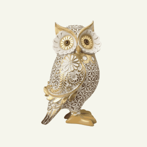 Civetta Fiorita – Búho Decorativo en Relieve con Detalles Dorados