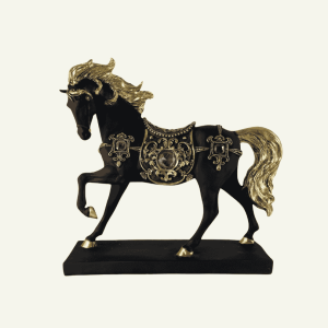Cavallo Regale – Escultura Decorativa de Caballo Barroco con Detalles Dorados