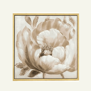 Cuadro “Fiore Dorato” – Arte Floral en Sepia con Marco Dorado 60×60×4cm