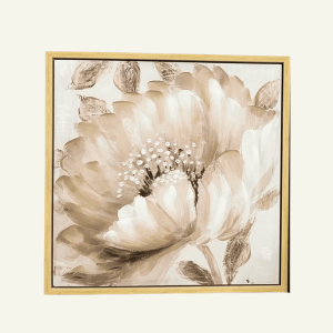 Cuadro “Fiore di Luce” – Arte Floral en Sepia con Marco Dorado 60×60×4cm
