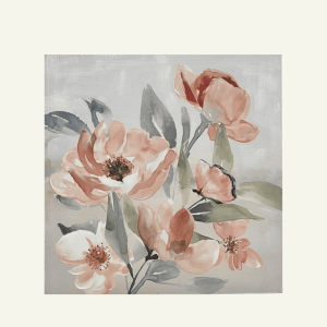 Cuadro “Fioritura Soffusa” – Estilo Floral Acuarelado 70×70×3cm