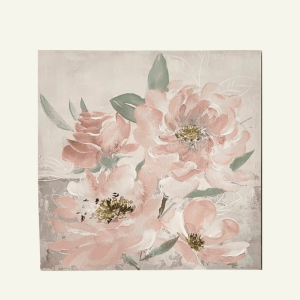 Cuadro “Petali di Luce” – Pintura Floral en Tonos Empolvados 80×80×3cm