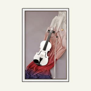 Cuadro “Concerto Bianco” – Obra Textil con Violín Escultórico 85×125cm