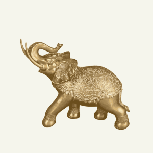 Elefante Aureo – Escultura Decorativa de Elefante con Manto Ornamentado