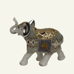Elefantino Regale – Escultura Pequeña con Túnica Decorativa