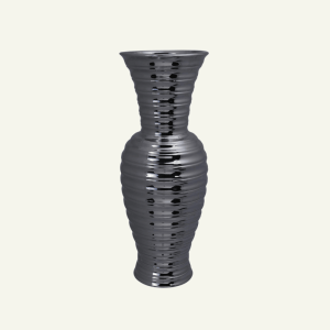 Florero “Lancia Cromata” – Perfil Acanalado en Plata Espejo 11,5x30cm