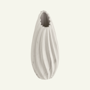 Florero “Vento Scultoreo” – Diseño Orgánico de Cerámica Blanca 15,5×15,5×36,5cm