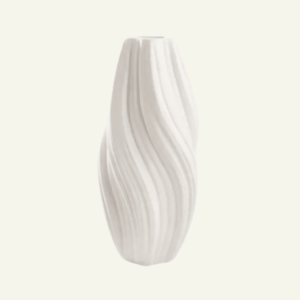 Florero “Vento Bianco” – Silueta Ondulada Opalina 15x25cm