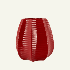 Florero “Riflesso Cremisi” – Contorno Orgánico Rojo Brillante 20,5x20,5cm