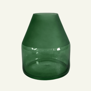 Florero “Verde Bottiglia” – Cono Transparente Esmerilado 23x27cm