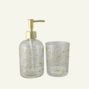 Juego de Baño “Stelle Dorate” – 2 Piezas de Vidrio con Detalles en Oro