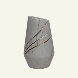 Jarrón “Curva Dorata” – Mármol Gris con Líneas Doradas 19x8cm