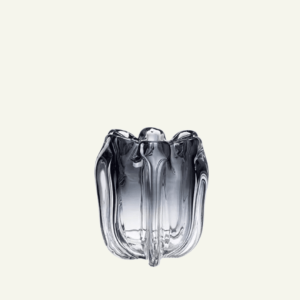 Jarrón “Rosa Astratta” – Vidrio Esculpido Negro Translúcido