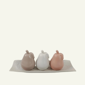 Centro de Mesa “Tre Pere” – Set Decorativo con Peras de Cerámica 41.5×13.5×16cm
