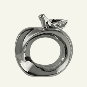 Manzana Decorativa “Frutto Lucente” – Brillo Escultural en Cromo 19×7.8×20cm