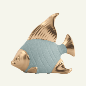 Escultura Decorativa “Pesce Dorato” – Azul con Dorado