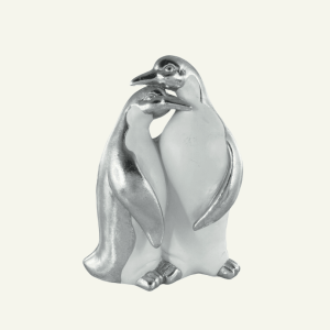 Pinguini “Abbraccio Invernale” – Pareja de Pingüinos Plateados 14x10x19.5cm
