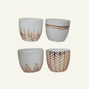 Pote “Linea Viva” – Macetas Cerámicas con Diseños Dorados 14x14x12cm