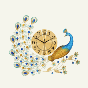 Reloj Decorativo de Hierro “Pavo Real Imperial” – 75x70 cm