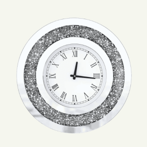 Reloj de Pared Circular Plateado Tipo Espejo – 50cm