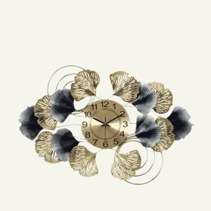 Reloj Decorativo de Pared “Ginkgo Dorado” 72×53cm