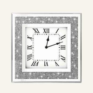 Reloj de Pared Plateado Tipo Espejo Cuadrado 50x50cm