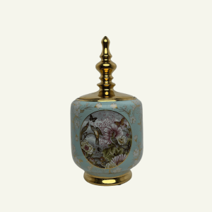 Urna “Canto Fiorito” – Decorativa con Pájaros y Flores 33cm